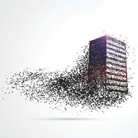 building made from black particles vector