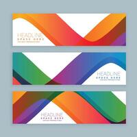 set of three colorful wave banners. Banners template vector