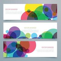 set of banners with abstract colorful circles vector