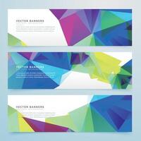 abstract polygonal banners set with geometric shapes vector