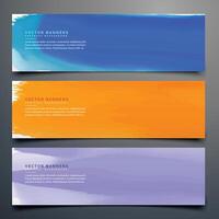 abstract watercolor banner set in different colors vector