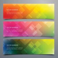 colorful abstract banners set of three vector