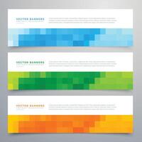 colorful mosaic banners set of three vector