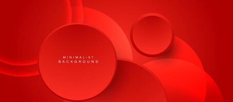 Abstract minimalist red background with circular elements vector