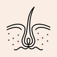 Healthy dermatology beauty therapy for epidermis glyph pictogram. Hair root icon design template. Customizable thin line contour symbols. Editable stroke vector