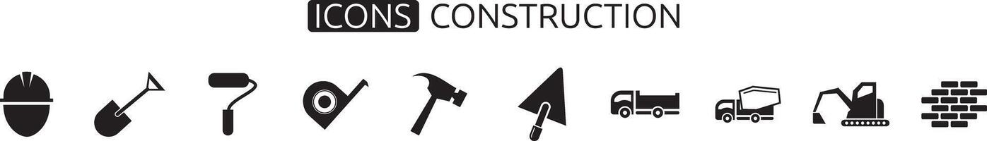 a set of building construction icon designs vector