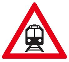 clossed railroad train crossing danger warning sign printable template flat design icon public sign transparent background vector