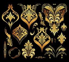 Traditional Gold Luxury Vintage Elegant Royal Damask Flourishes Collection. Golden Scroll Divider vector