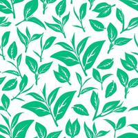 green leaves pattern background. Green tea leaf seamless pattern. tea leaves pattern background. seamless patterns with green leaves of tea. vector