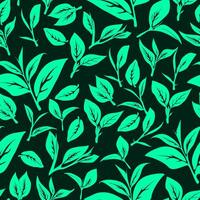 green leaves pattern background. Green tea leaf seamless pattern. tea leaves pattern background. seamless patterns with green leaves of tea. vector