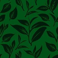 green leaves pattern background. Green tea leaf seamless pattern. tea leaves pattern background. seamless patterns with green leaves of tea. vector