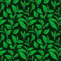 green leaves pattern background. Green tea leaf seamless pattern. tea leaves pattern background. seamless patterns with green leaves of tea. vector