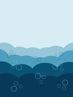 Underwater banner bubbles. Save World oceans day. See or lake, or ocean view vector