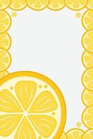 Fresh lemon frame. Fruit citrus lemons border vector