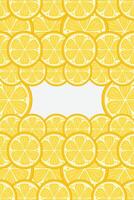 Fresh lemon frame. Fruit citrus lemons border vector