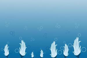 Underwater banner bubbles. Save World oceans day. See or lake, or ocean view vector