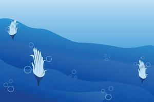 Underwater banner bubbles. Save World oceans day. See or lake, or ocean view vector