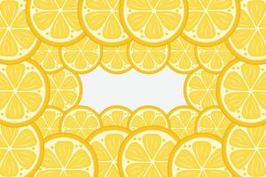 Fresh lemon frame. Fruit citrus lemons border vector