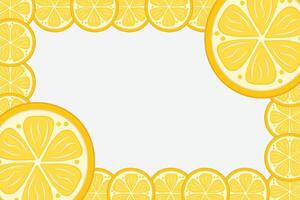 Fresh lemon frame. Fruit citrus lemons border vector