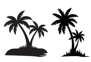 A set of Palm tree silhouette isolated on a white background, Tropical palm tree black clipart. Tropical palm tree vector