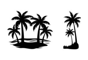 A set of Palm tree silhouette isolated on a white background, Tropical palm tree black clipart. Tropical palm tree vector