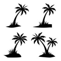 A set of Palm tree silhouette isolated on a white background, Tropical palm tree black clipart. Tropical palm tree vector