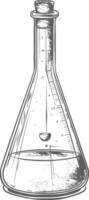 erlenmeyer tube with engraving style black color only vector