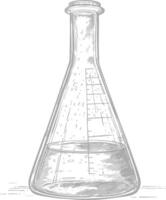 erlenmeyer tube with engraving style black color only vector