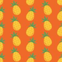 Seamless Hand Drawn Pattern Pineapple on Orange, Tropical Pattern vector