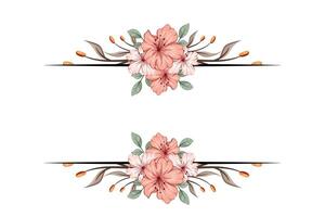 The Blooms Greenery Floral Foliage Ornament Corner Text Separator adds elegant framing text in invitations, cards vector