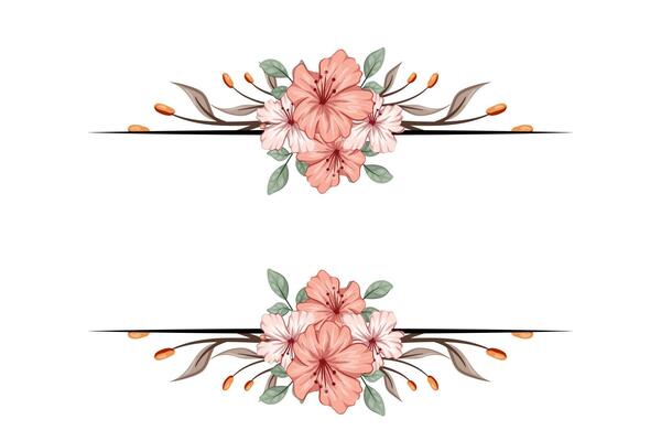 The Blooms Greenery Floral Foliage Ornament Corner Text Separator adds elegant framing text in invitations, cards