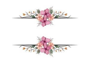 The Blooms Greenery Floral Foliage Ornament Corner Text Separator adds elegant framing text in invitations, cards vector