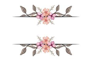 The Blooms Greenery Floral Foliage Ornament Corner Text Separator adds elegant framing text in invitations, cards vector