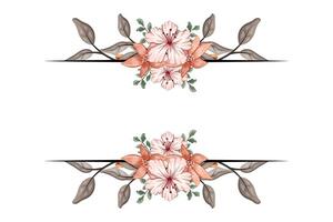 The Blooms Greenery Floral Foliage Ornament Corner Text Separator adds elegant framing text in invitations, cards vector