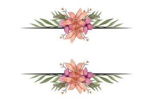 The Blooms Greenery Floral Foliage Ornament Corner Text Separator adds elegant framing text in invitations, cards vector