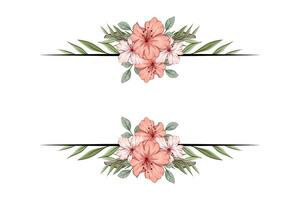 The Blooms Greenery Floral Foliage Ornament Corner Text Separator adds elegant framing text in invitations, cards vector