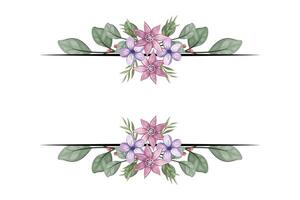 The Blooms Greenery Floral Foliage Ornament Corner Text Separator adds elegant framing text in invitations, cards vector