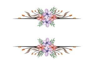 The Blooms Greenery Floral Foliage Ornament Corner Text Separator adds elegant framing text in invitations, cards vector