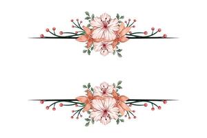 The Blooms Greenery Floral Foliage Ornament Corner Text Separator adds elegant framing text in invitations, cards vector