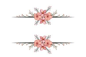 The Blooms Greenery Floral Foliage Ornament Corner Text Separator adds elegant framing text in invitations, cards vector
