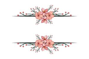 The Blooms Greenery Floral Foliage Ornament Corner Text Separator adds elegant framing text in invitations, cards vector