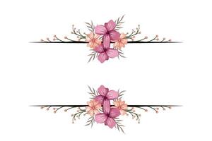 The Blooms Greenery Floral Foliage Ornament Corner Text Separator adds elegant framing text in invitations, cards vector