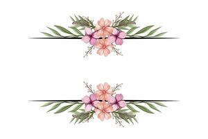 The Blooms Greenery Floral Foliage Ornament Corner Text Separator adds elegant framing text in invitations, cards vector
