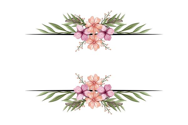The Blooms Greenery Floral Foliage Ornament Corner Text Separator adds elegant framing text in invitations, cards
