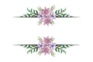 The Blooms Greenery Floral Foliage Ornament Corner Text Separator adds elegant framing text in invitations, cards vector