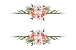 The Blooms Greenery Floral Foliage Ornament Corner Text Separator adds elegant framing text in invitations, cards vector