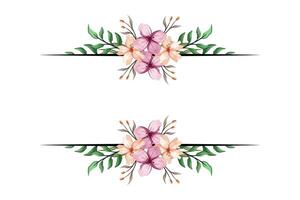 The Blooms Greenery Floral Foliage Ornament Corner Text Separator adds elegant framing text in invitations, cards vector