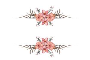 The Blooms Greenery Floral Foliage Ornament Corner Text Separator adds elegant framing text in invitations, cards vector