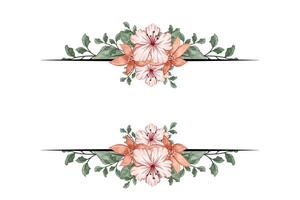 The Blooms Greenery Floral Foliage Ornament Corner Text Separator adds elegant framing text in invitations, cards vector