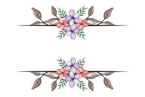 The Blooms Greenery Floral Foliage Ornament Corner Text Separator adds elegant framing text in invitations, cards vector